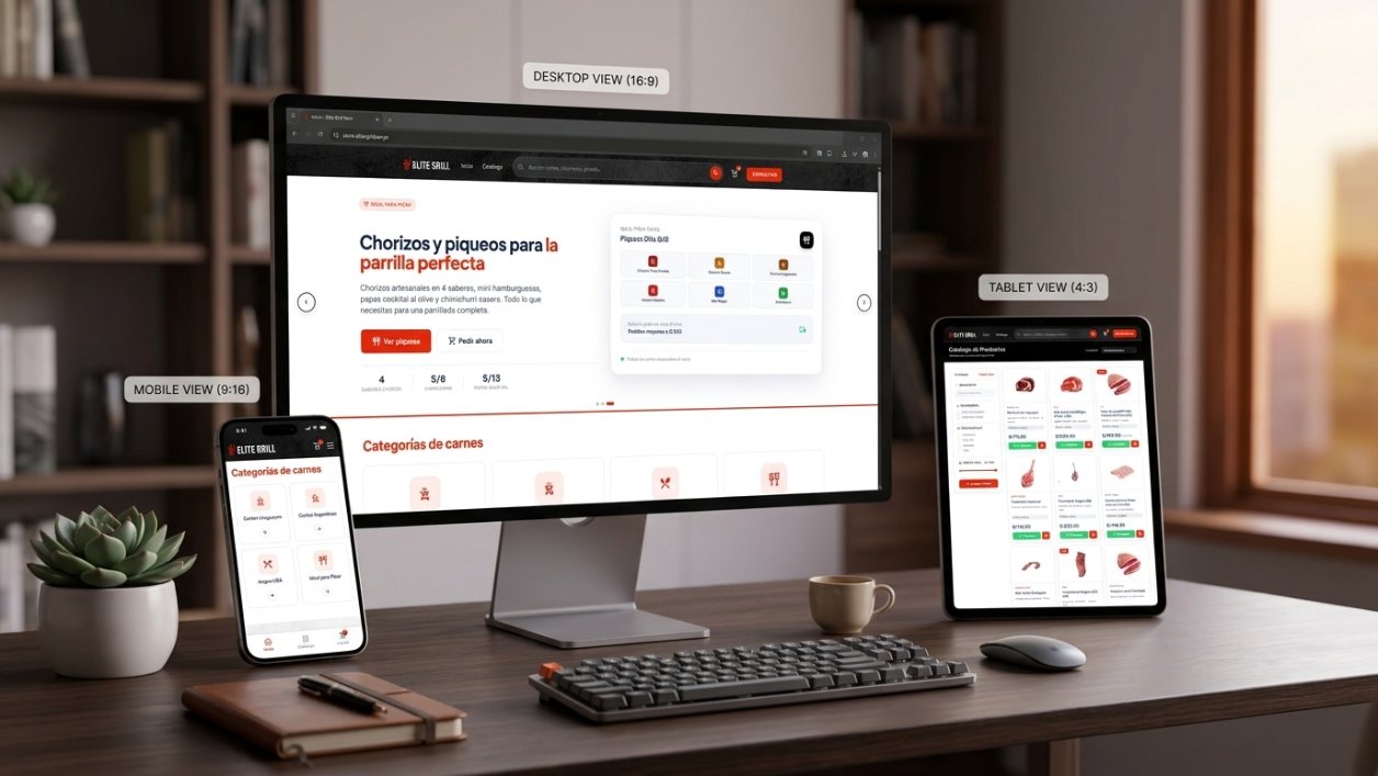 Sitio web de Elite Grill Perú · Tienda, desarrollado por CNET Informática